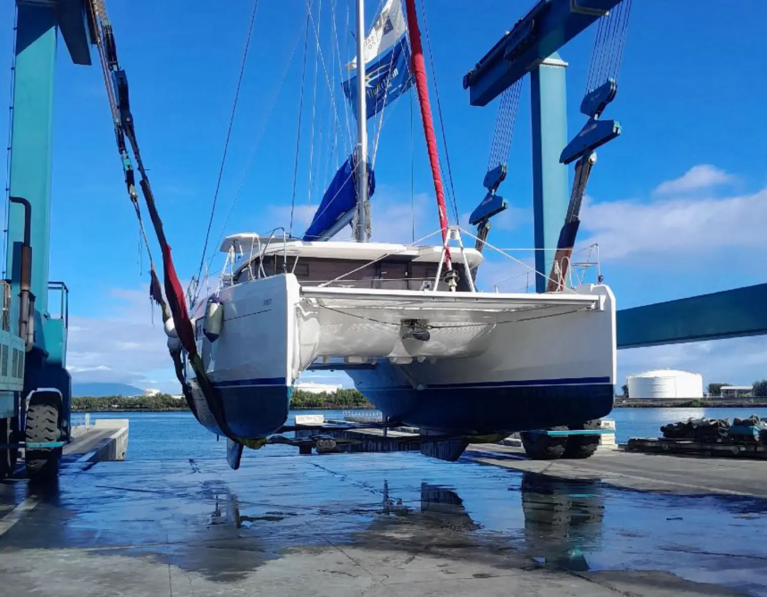 Leopard 45 Catamaran haulout at Boatworks, Australia
