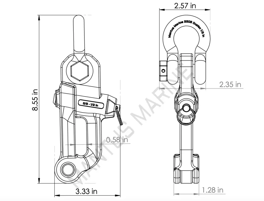 Mantus Marine Chain Hook Dimensions