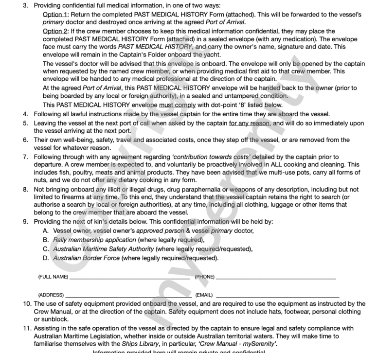 crew declaration